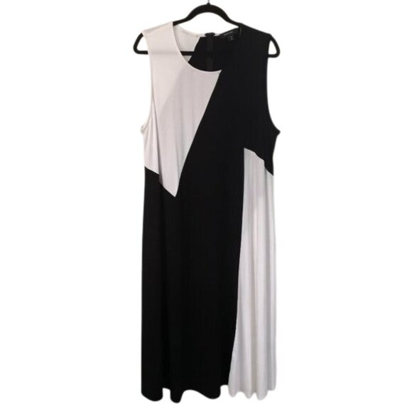 Karen Kane Folklore Sleeveless Colorblock Dress Black/White Size 3X - Picture 2 of 4